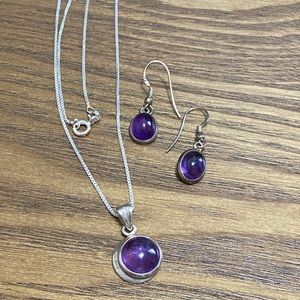 Amythest necklace and earrings